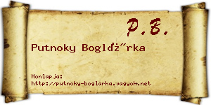 Putnoky Boglárka névjegykártya